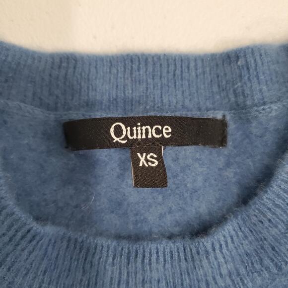 Quince Sweater Womens XS Blue 100% Cashmere Crewneck Short Sleeve Baby Tee - Picture 3 of 7